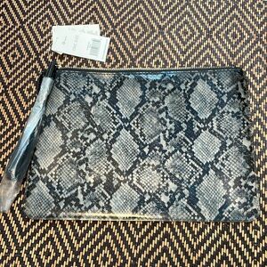 NWT Banana Republic PVC grey snake print large wristlet makeup case